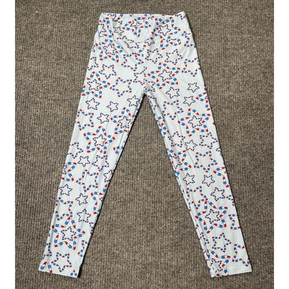 LulaRoe Leggings Butter Soft Red White Blue Popsicle 4th of July Pants One Size